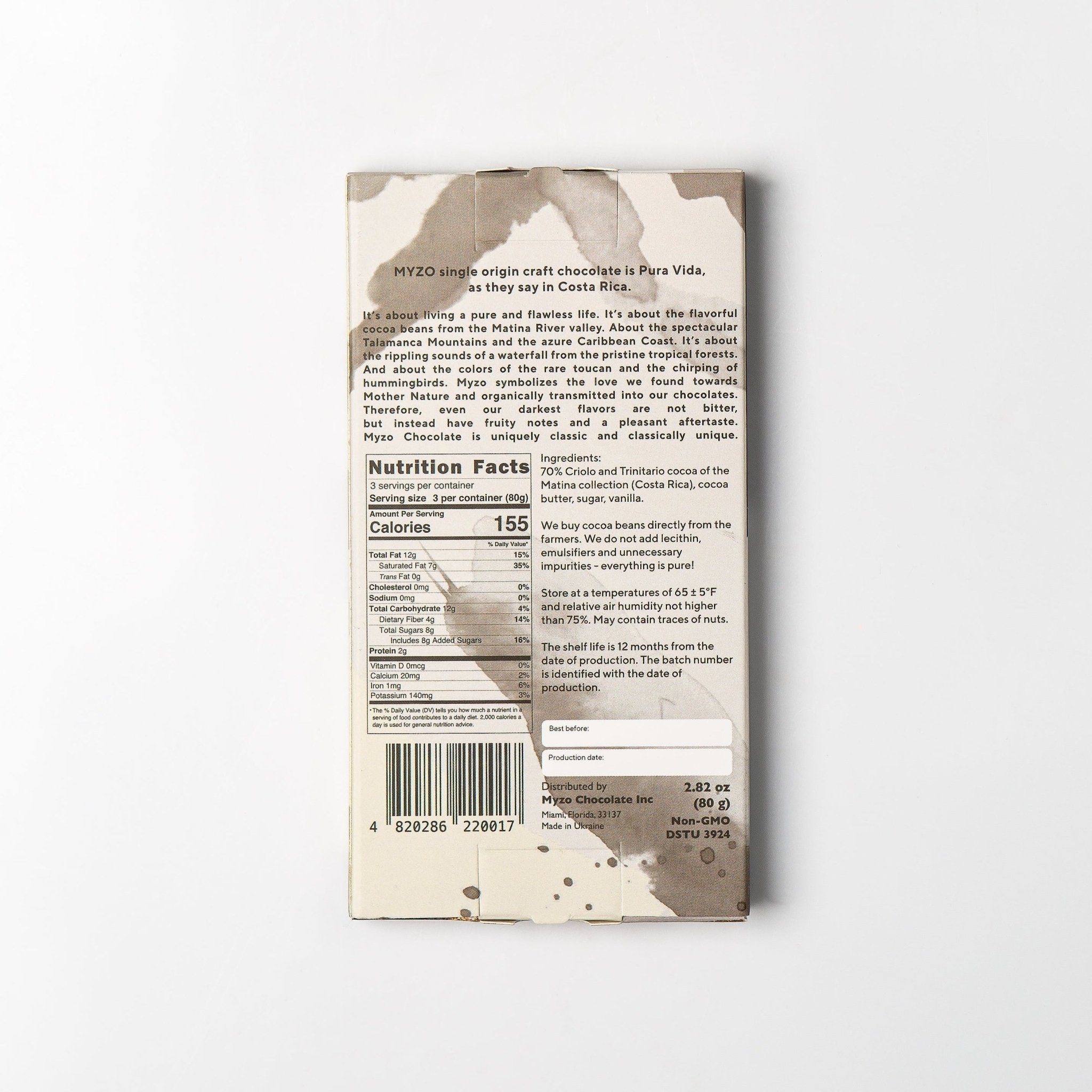 MYZO 70% Dark Chocolate Bar alternate product view 4
