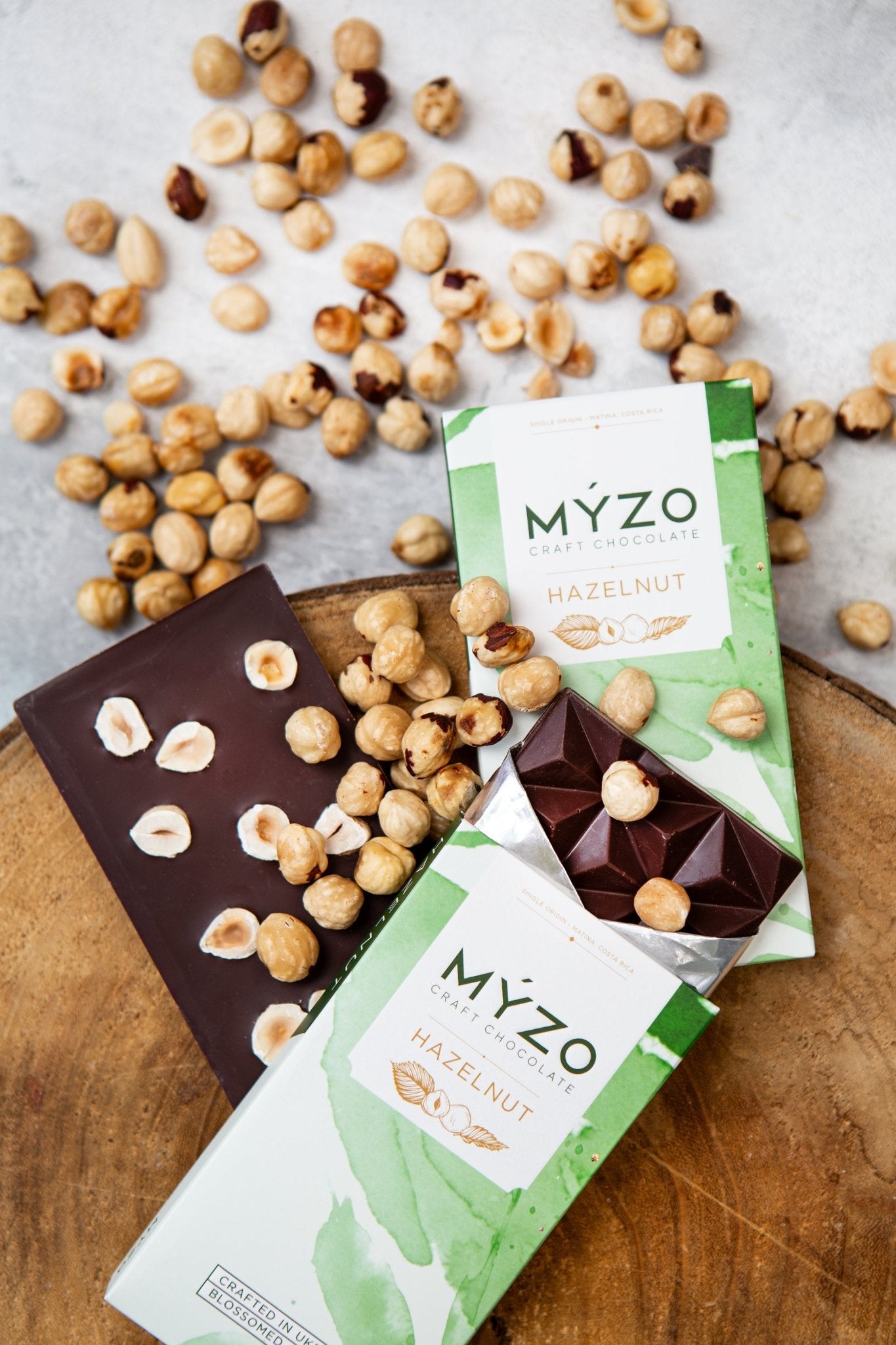 MYZO 70% Hazelnut Dark Chocolate Bar alternate product view 2