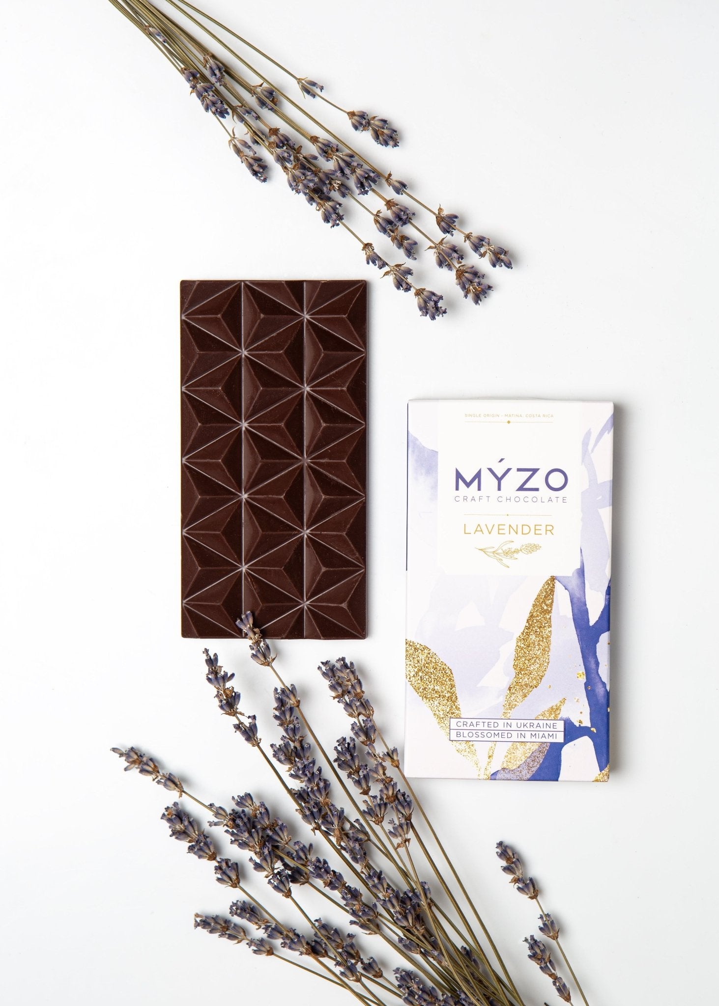MYZO 70% Lavender Dark Chocolate Bar alternate product view 3