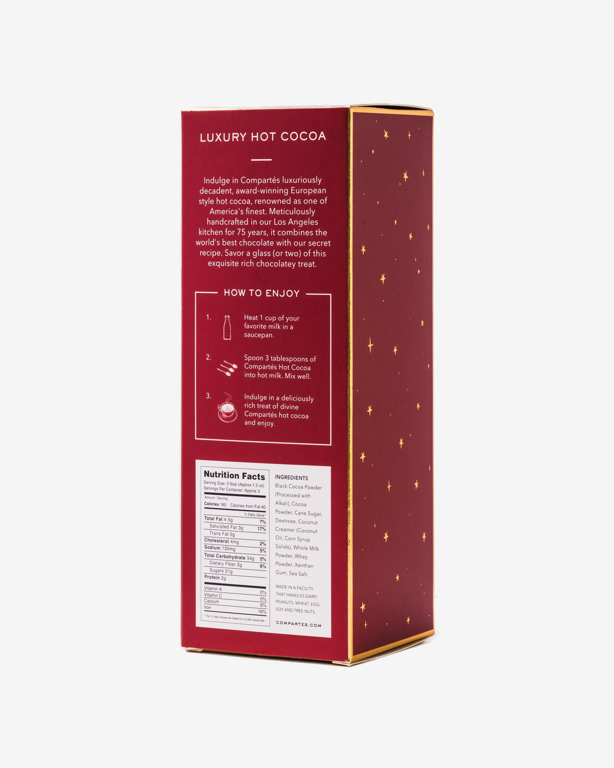 Compartés extra dark hot cocoa mix box back