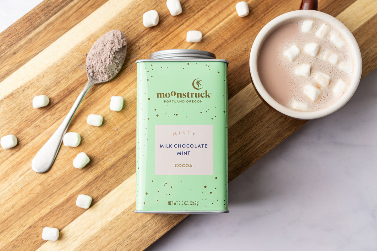 Moonstruck mint milk chocolate hot cocoa tin