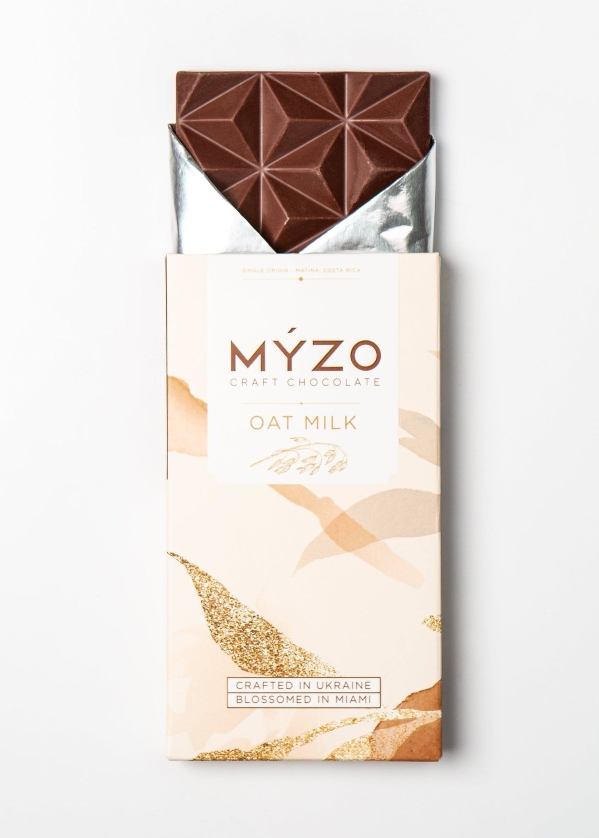 MYZO vegan oat milk chocolate bar made with Costa Rican cacao
