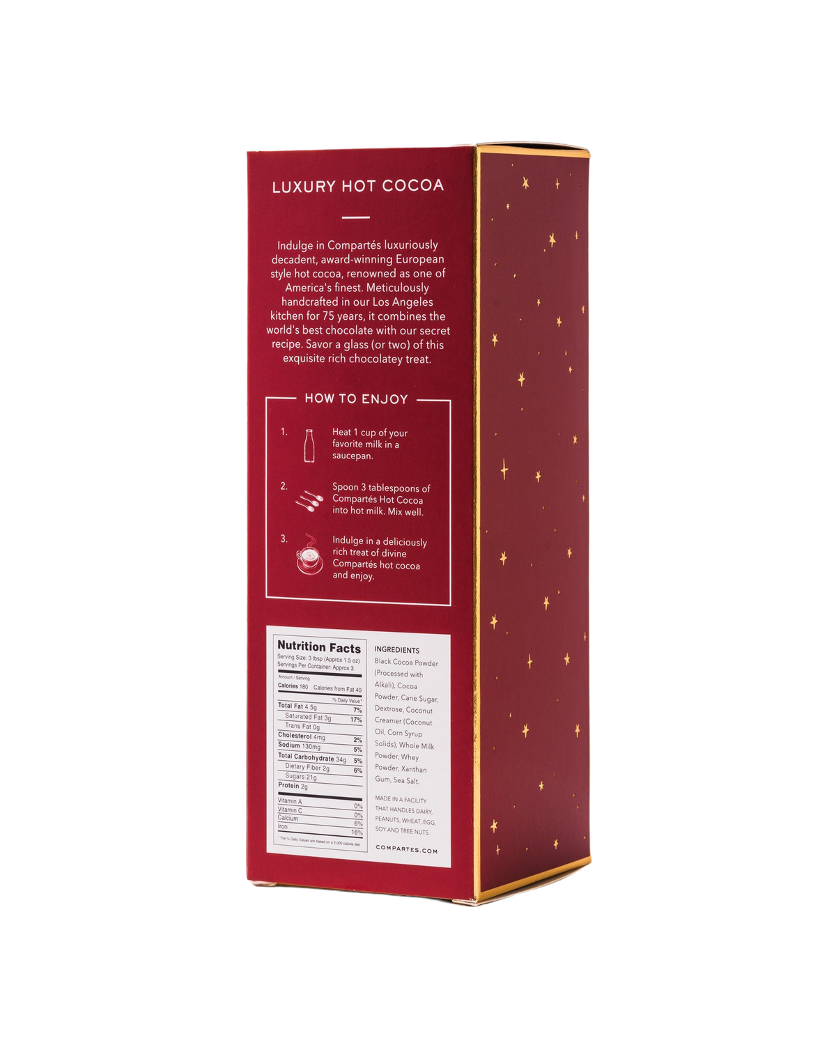 Compartés extra dark hot cocoa mix box back