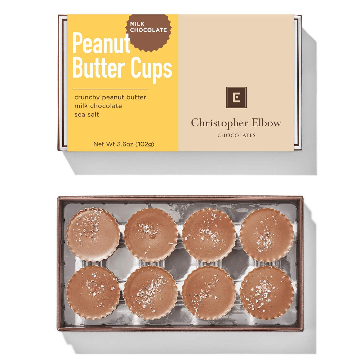 Christopher Elbow milk chocolate peanut butter cups with gift box