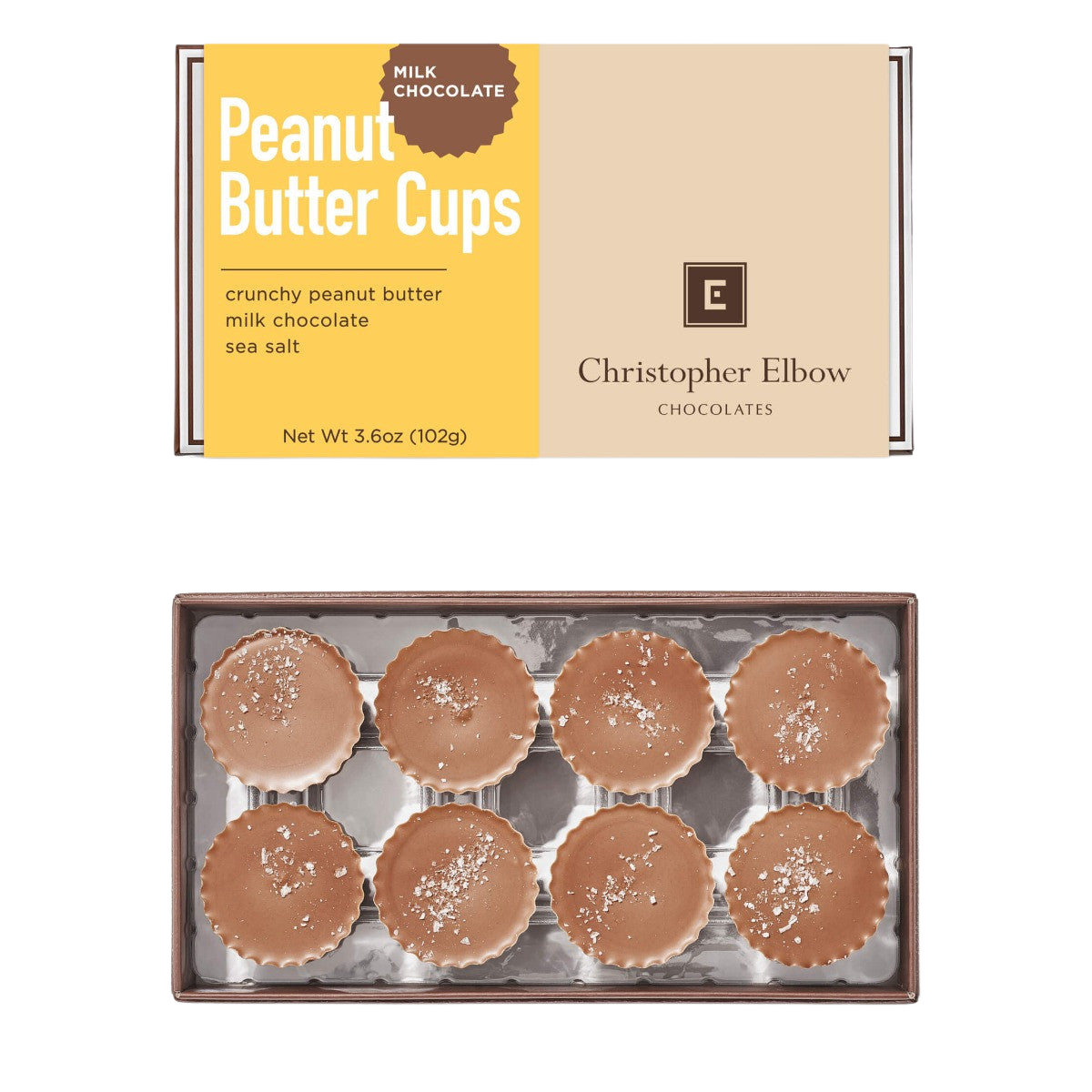 Christopher Elbow milk chocolate peanut butter cups with gift box