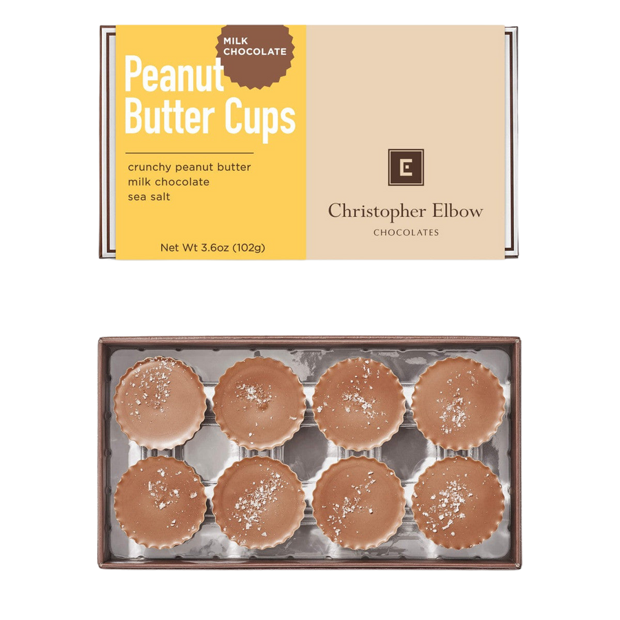 Christopher Elbow milk chocolate peanut butter cups with gift box