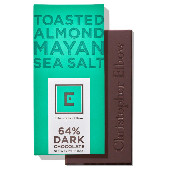 Christopher Elbow toasted almond sea salt dark chocolate bar
