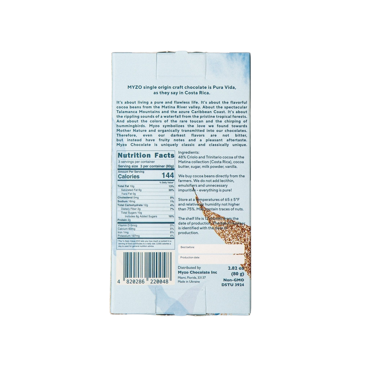 MYZO 48% Milk Chocolate Bar alternate product view 4