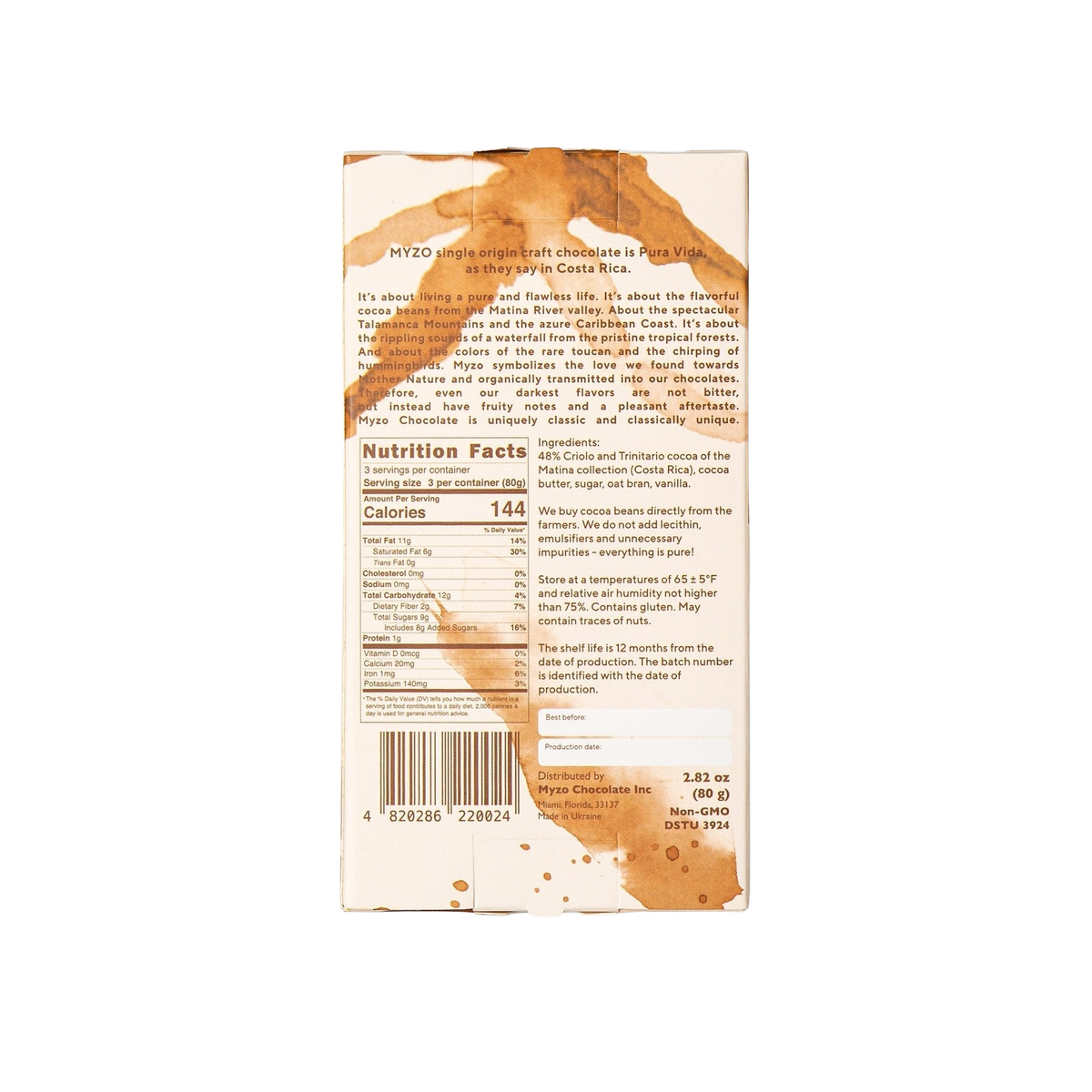 MYZO 48% Oat Milk Chocolate Bar alternate product view 4